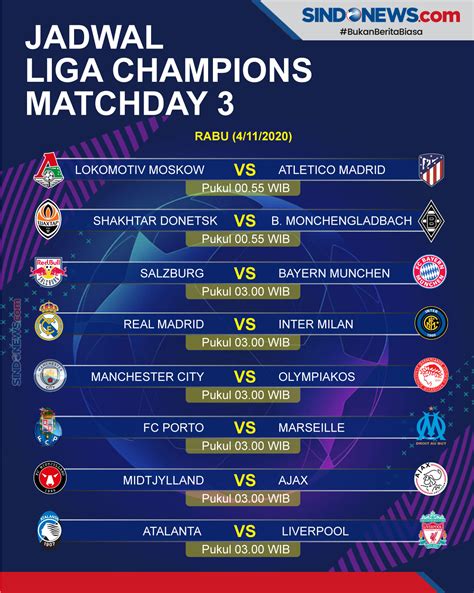jadwal pertandingan uefa champions league